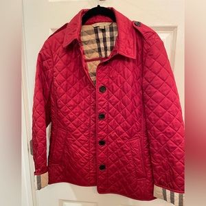 Womens burberry diamond quilted short jacket red
